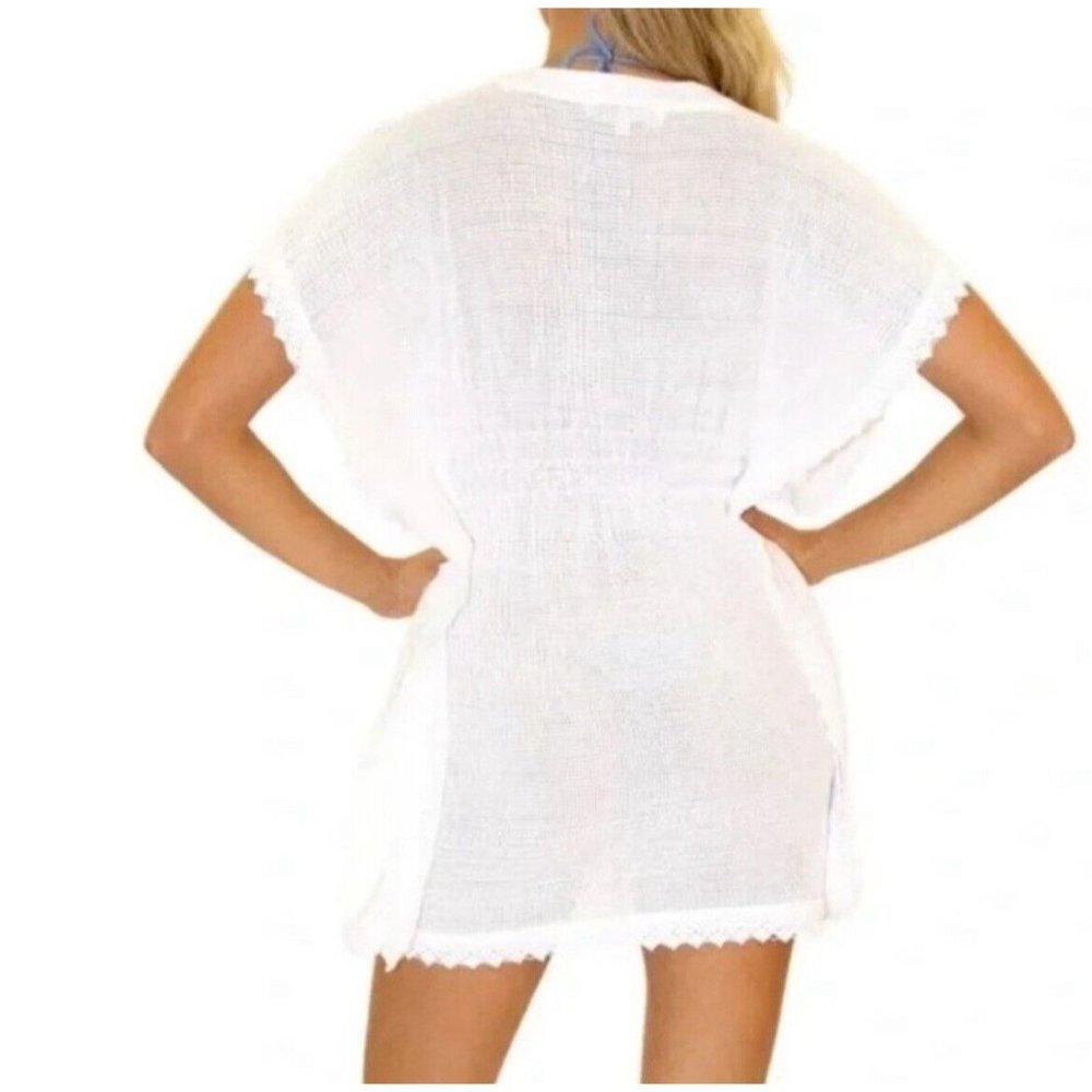 SEASPICE RESORT WEAR Mesh Cover Up Size S Classic Crochet Dress Beach Pool White - Picture 2 of 13
